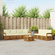 Set divani 8 pz Naturale e Crema Legno di Acacia Massello 3374475