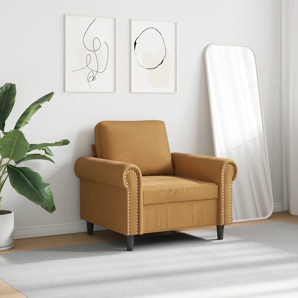 Poltrona-Divano Sedia-Poltroncina Marrone 60 cm Velluto 831682