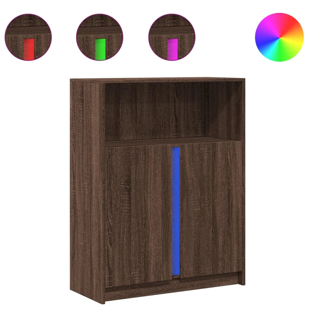 Buffet credenza cassettiera armadio mobile contenitore organizer per cucina soggiorno salotto con illuminazione a LED 77 x 34 x 100 cm legno ingegnerizzato marrone 02_0029791