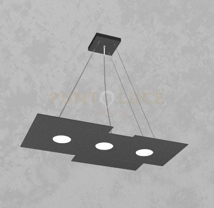 PLATE SOSPENSIONE 3 LUCI GRIGIO ANTRACITE 1129-S3 R-GA