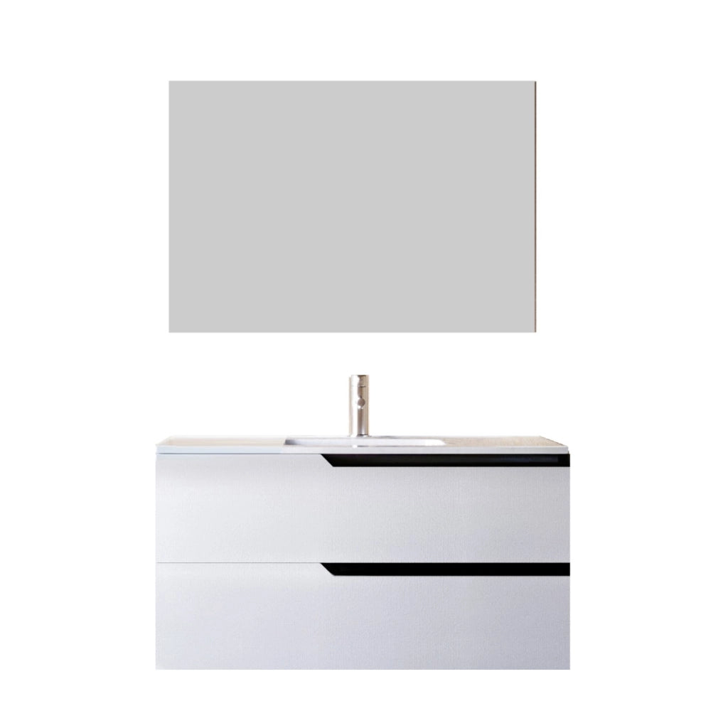Mobile bagno 80cm sospeso bianco porcellana - jaguar, selezione accessori senza specchio