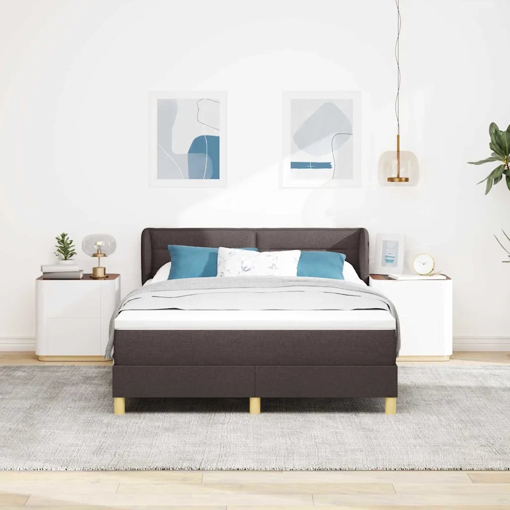 Letto a molle con materasso Marrone Scuro 140 x 200 cm Tessuto 3340153