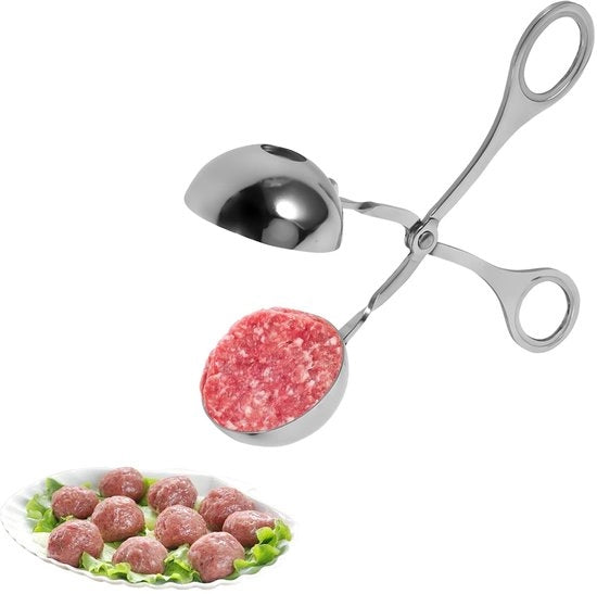 Fabbricatore di Polpette di Carne in Acciaio Inossidabile - Polpette di Carne - Polpette di Melone - Cucchiaio per Biscotti - Utensili da Cucina - Duraturo e Riciclabile - Macchina per Polpette di Carne