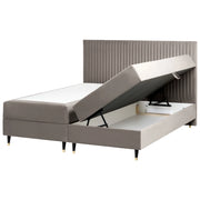 Letto matrimoniale in velluto bianco sporco con contenitore 180 x 200 cm stile glamour