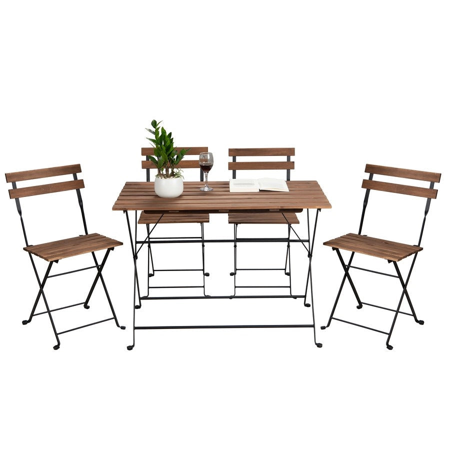 Set Tavolino e 2 Sedie Pieghevoli da Giardino Bistrot Nero