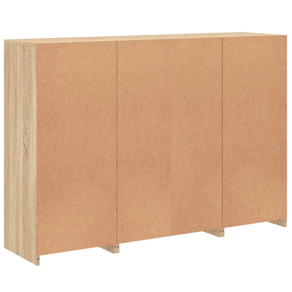 Buffet credenza cassettiera armadio mobile contenitore organizer per cucina soggiorno salotto con luci a LED 3 pezzi legno ingegnerizzato Sonoma marrone 02_0037213