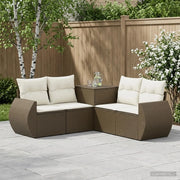 Set di divani 5 pz Marrone e Bianco Crema 3447894