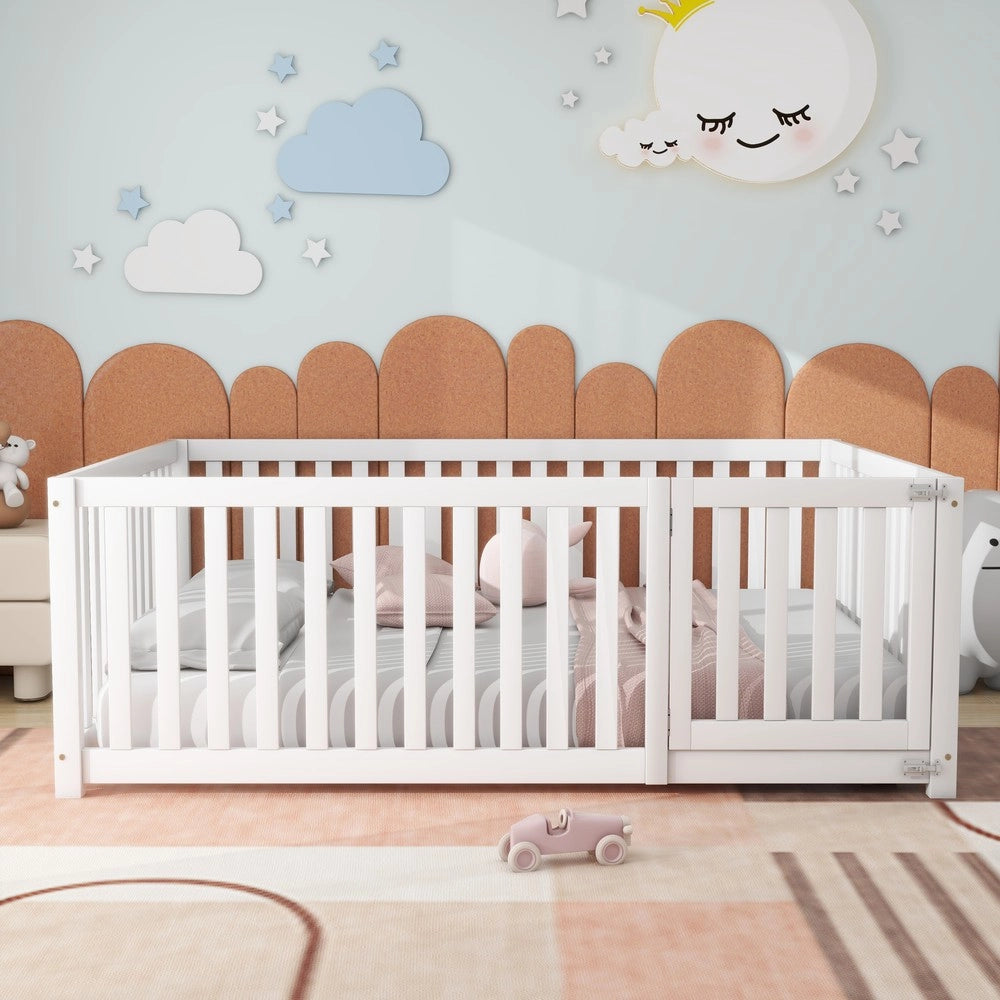 Letto per Bambini in Legno con Rete e Porta ¨C MINIMAL ¨C Bianco 140x200