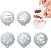 Stencili per Caffè 5 Pezzi - Acciaio Inossidabile - Riciclabili - Sfumature per Caffè - Decorazione per Torte - Resistenti al Calore - Sfumature per Caffè Riciclabili