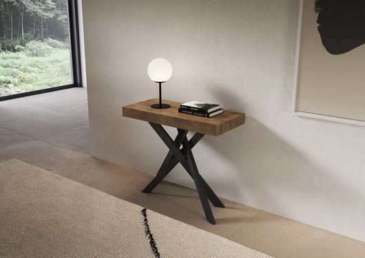 Consolle Allungabile 90-300x40x77 cm Saki Premium Noce Gambe Antracite