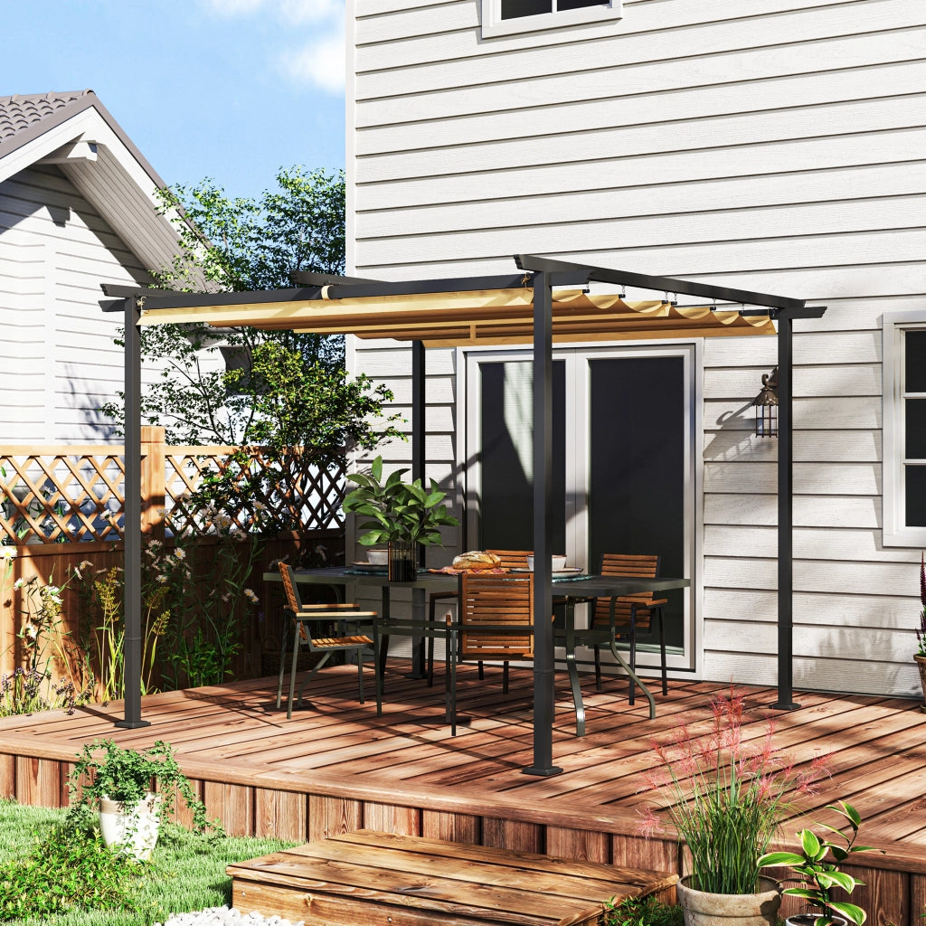 Pergola da giardino con tetto regolabile ¨C zephmum ¨C 3x3 m, beige, metallo