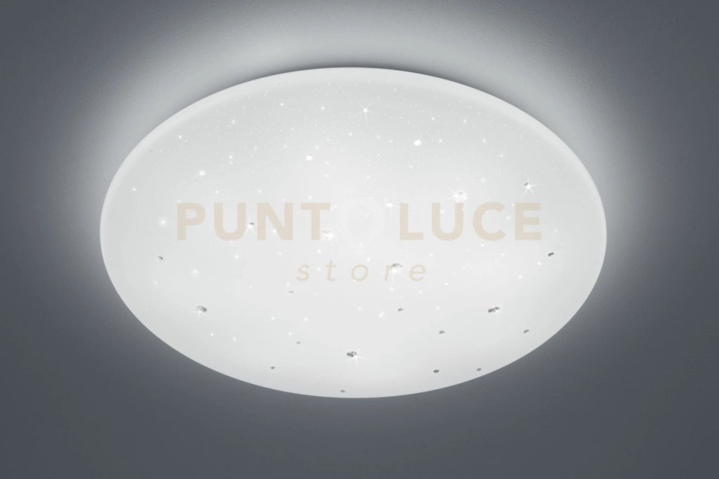 ACHAT PLAFONIERA LED CON APPLICAZIONI CRISTALLI DIFFUSORE EFFETTO CIELO STELLATO CON TELECOMANDO FUNZIONE LUCE CALDA-FREDDA, DIMMER E LUCE NOTTURNA IP44 D.60CM 3000-5500K 4000LM 40W DIMMERABILE