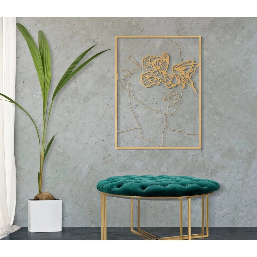 Decorazione Parete Ferro Volto d'Oro cm 60X80 - GOLD FACE