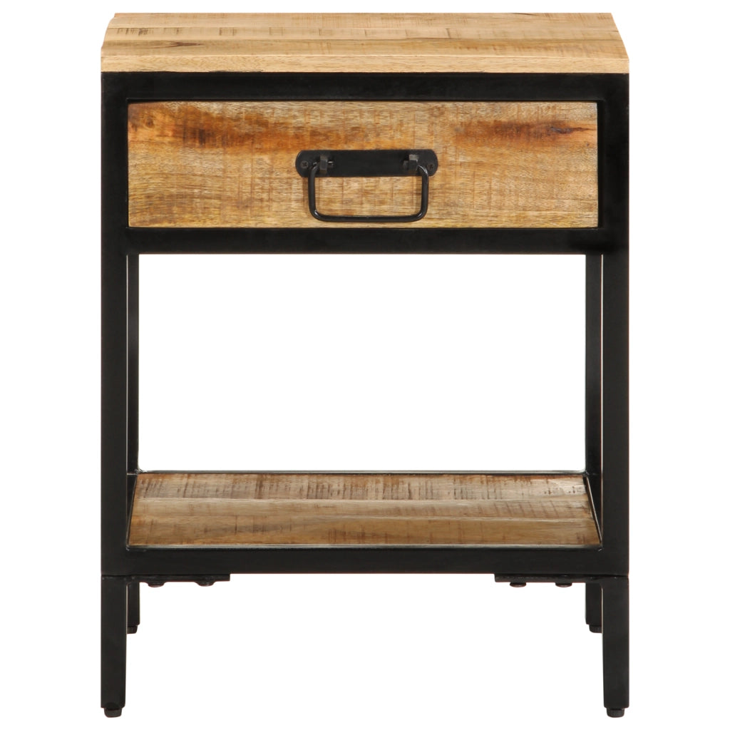 Comodino 40x35x50 cm Legno Massello Ruvido Mango