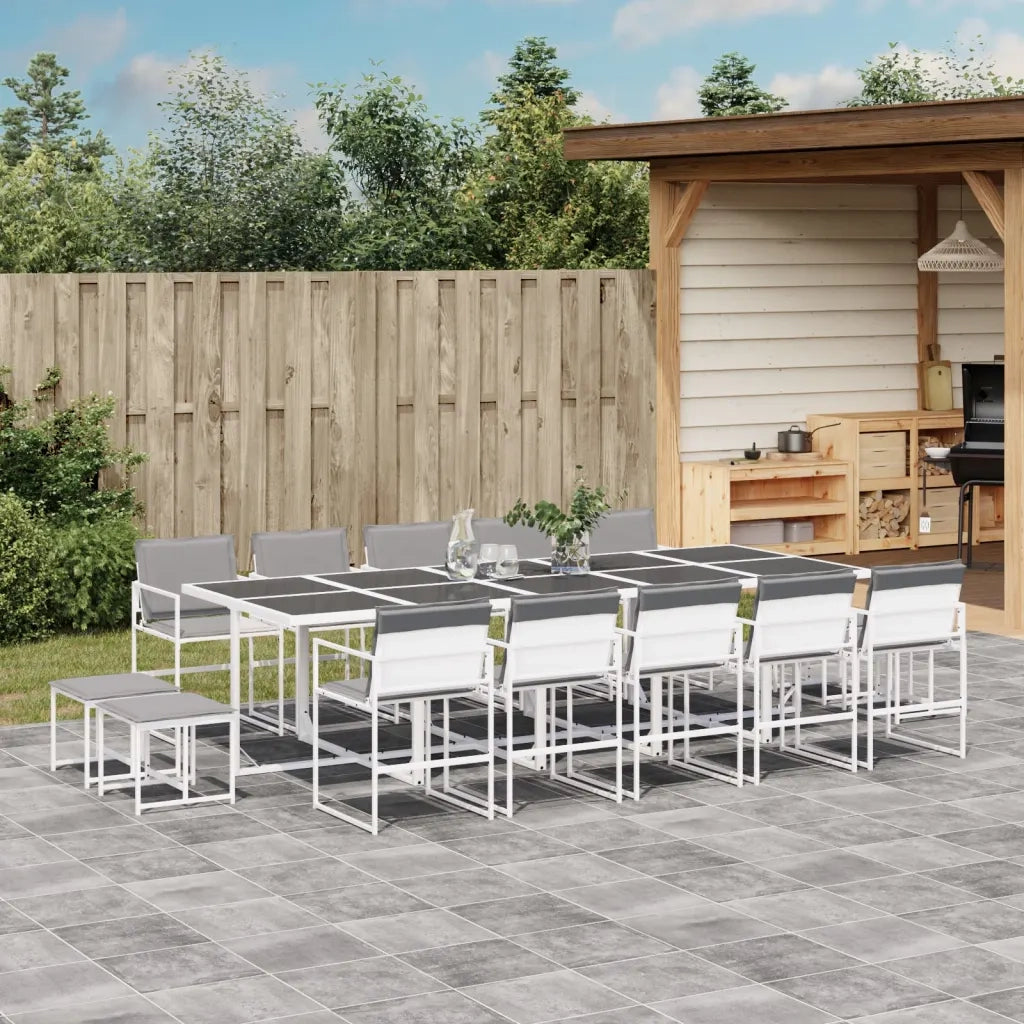 vidaXL Set da Pranzo da Giardino 15 pz con Cuscini Bianco in Textilene