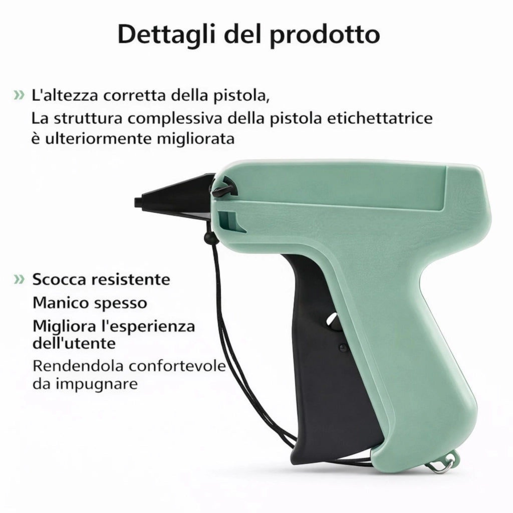 Pistola Sparafili Manuale per Etichette Abbigliamento + 5 Aghi Ricambio 7859825