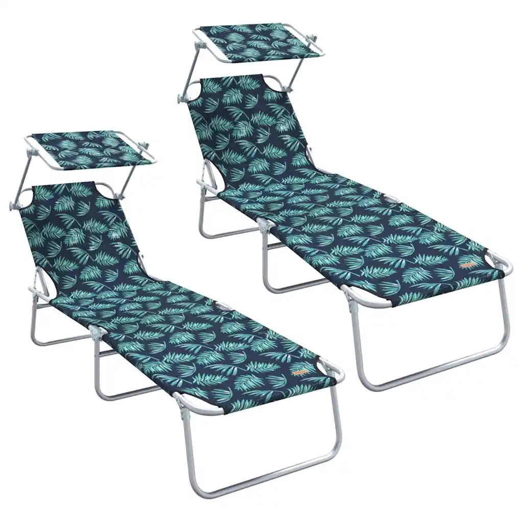 Lettino da sole 2 pcs Verde 58 x 188 x 77cm Poliestere 42003067