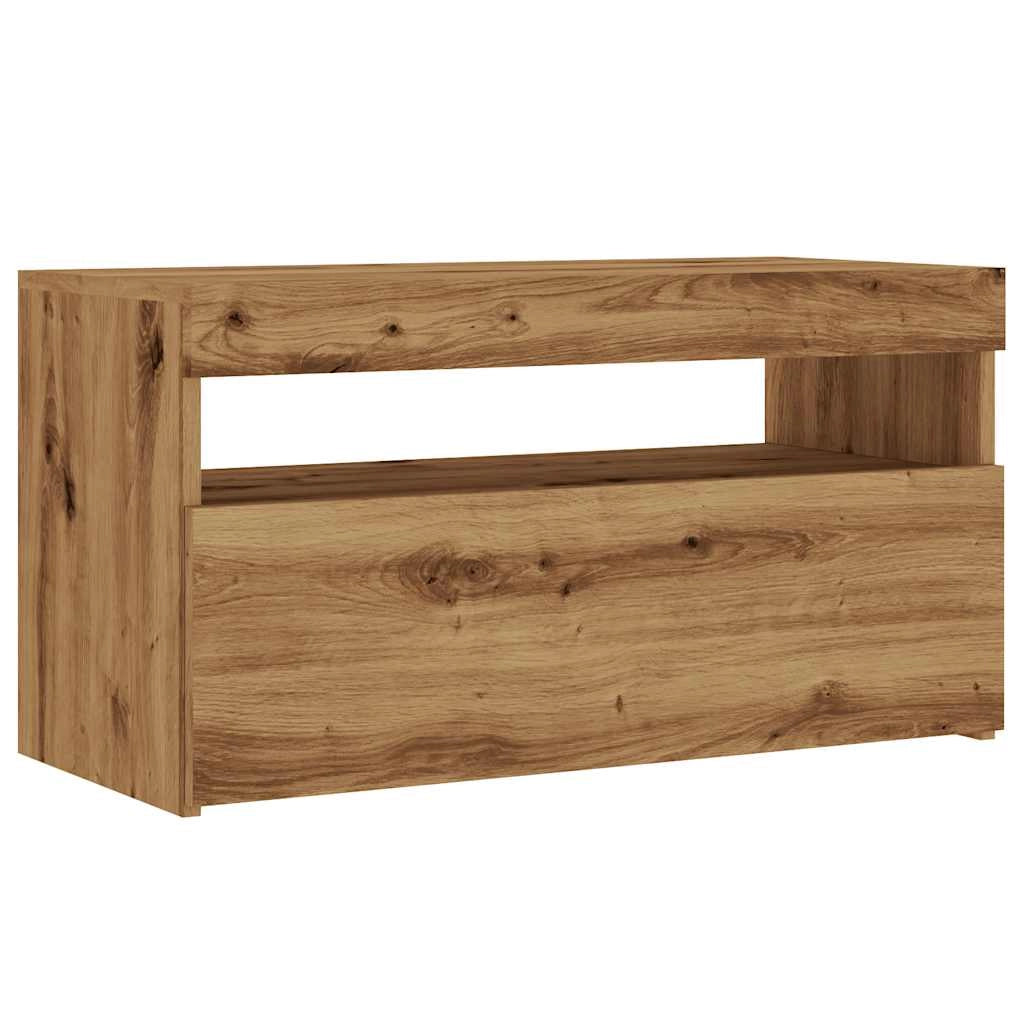 Mobile TV multimediale mensola TV credenza mobile TV sala da pranzo soggiorno camera da letto con luci LED 2 pezzi rovere marrone lavorato a mano 02_0028861