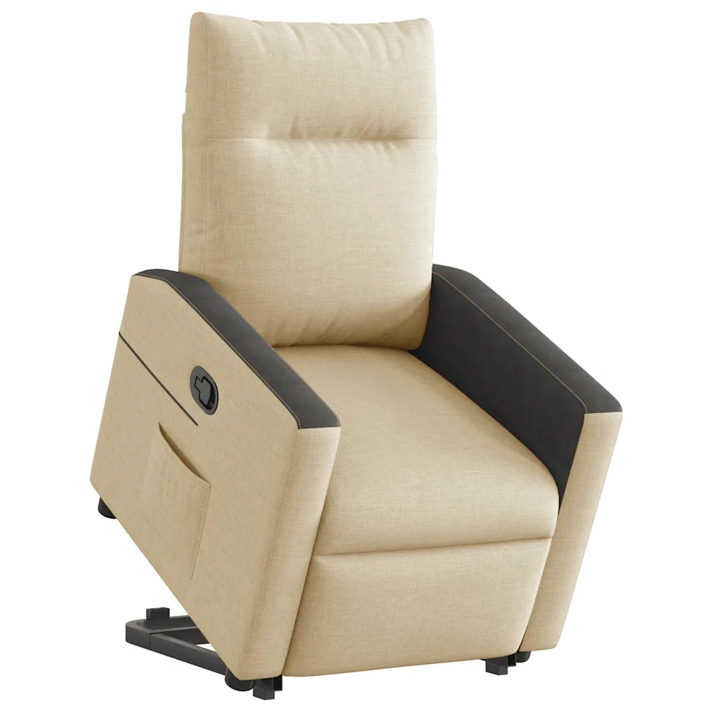 Poltrona | Sedia Relax Alzapersona Reclinabile Crema in Tessuto