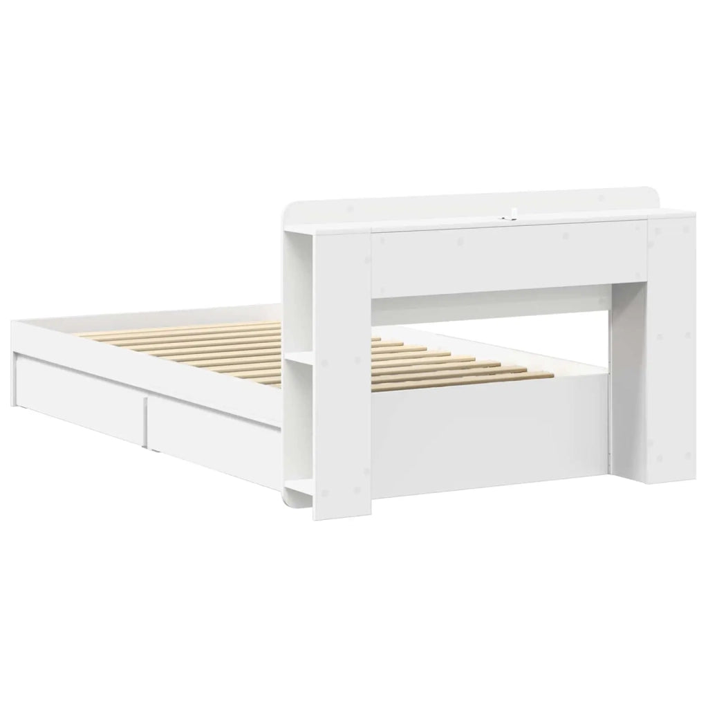 Telaio del letto con storage con cassetto Bianco 90 x 200 cm