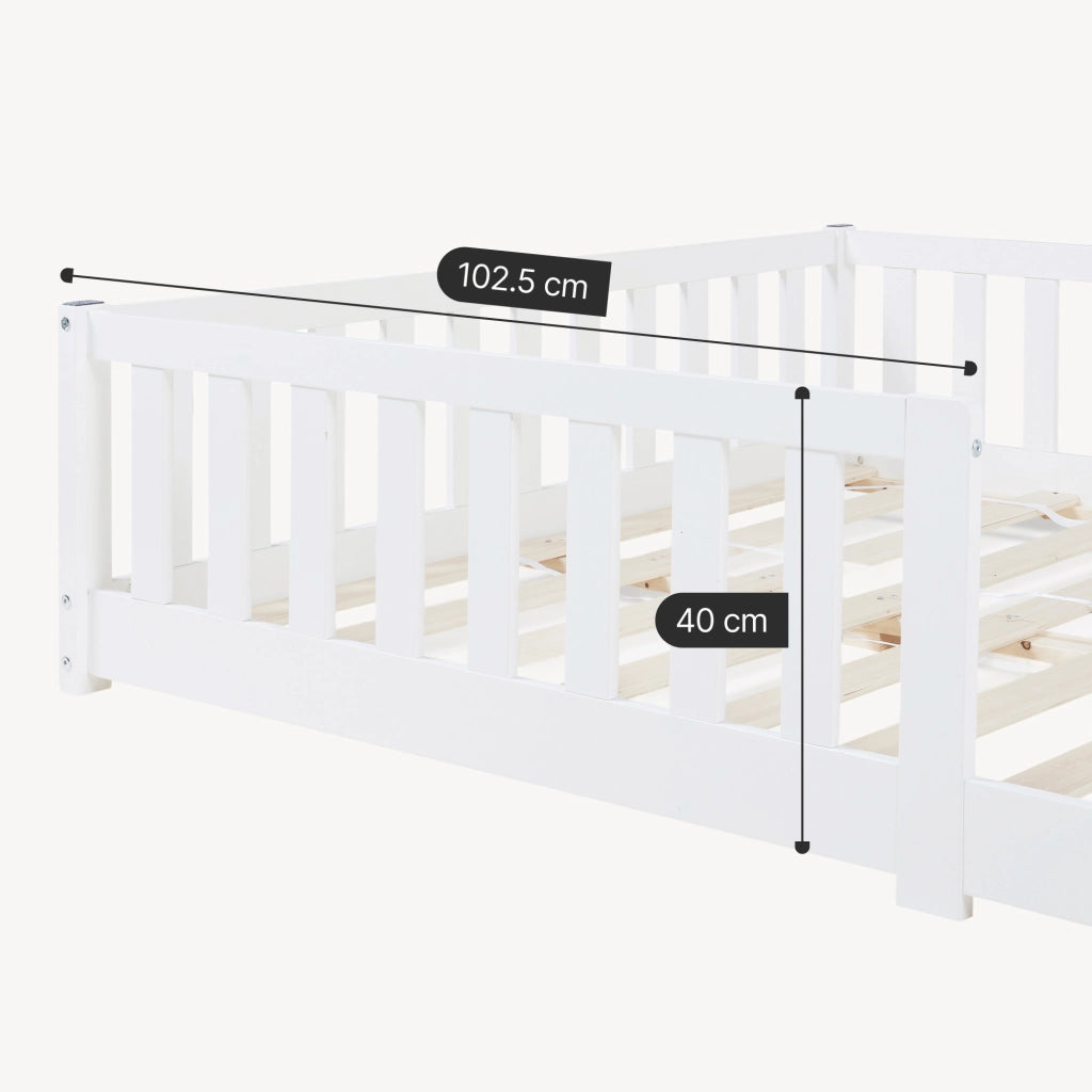 Letto Montessori per Cameretta Tanna in Legno di Pino 140 x 200 cm - Bianco [en.casa]