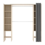 Guardaroba Arim, Struttura per cabina armadio con tenda, Mobile appendiabiti aperto, 160x50h203 cm, Rovere