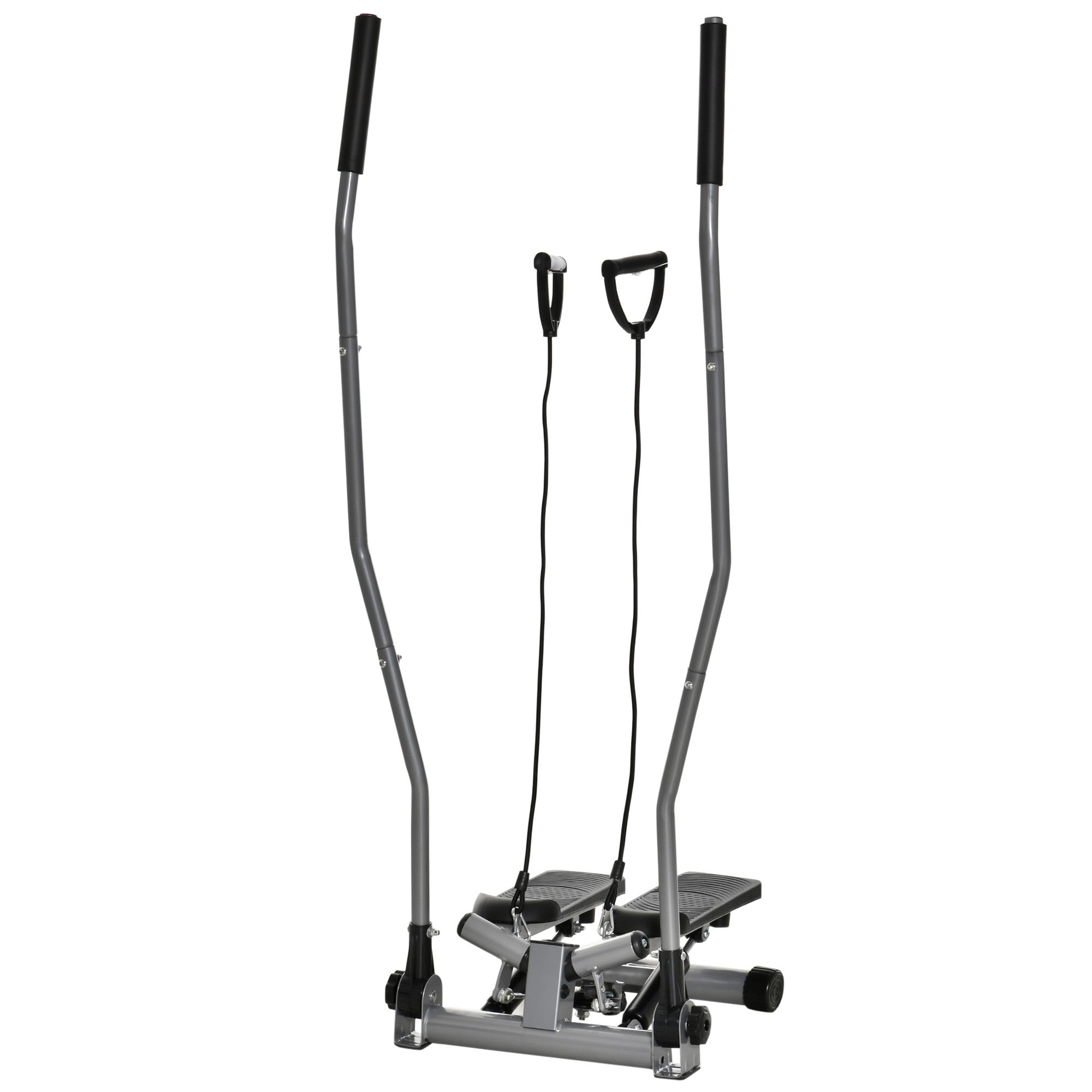 Stepper Fitness 54x40x135 cm con Maniglia e Monitor LCD in Acciaio Argento