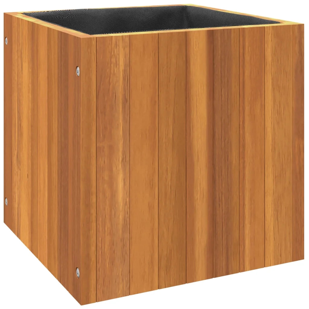 Vassoio per fioriera aiuola rialzata piante fiori terrazza giardino 35 x 35 x 35 cm legno massello di acacia marrone 02_0037509