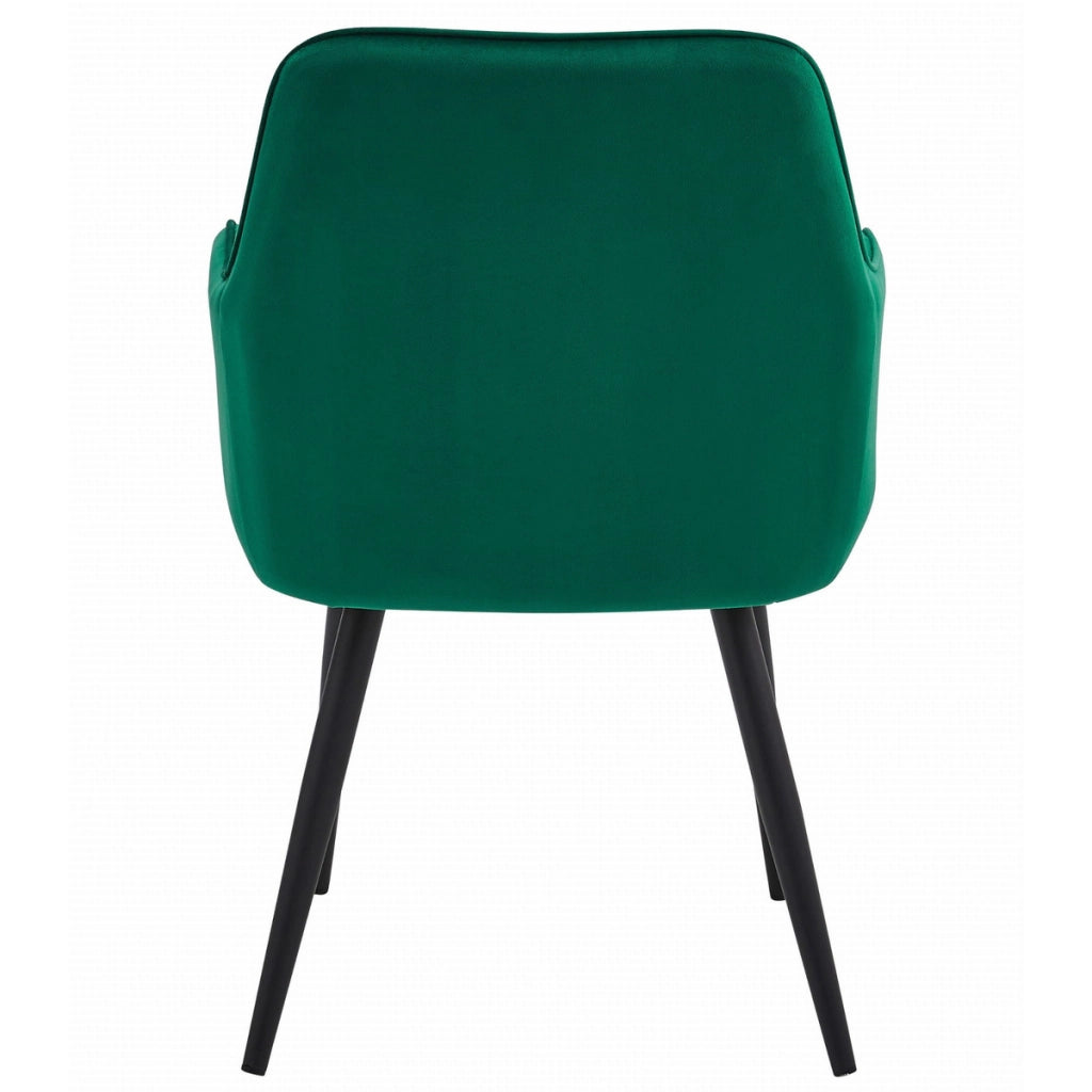 Sedia Nana in Velluto Verde Smeraldo con Gambe Nere