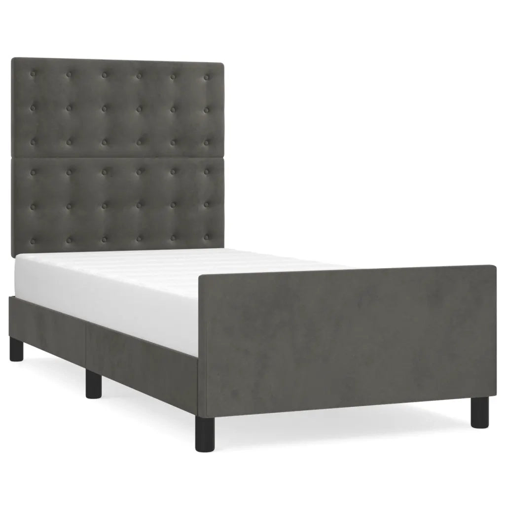 Giroletto con Testiera Grigio Scuro 80x200 cm in Velluto cod mxl 57742