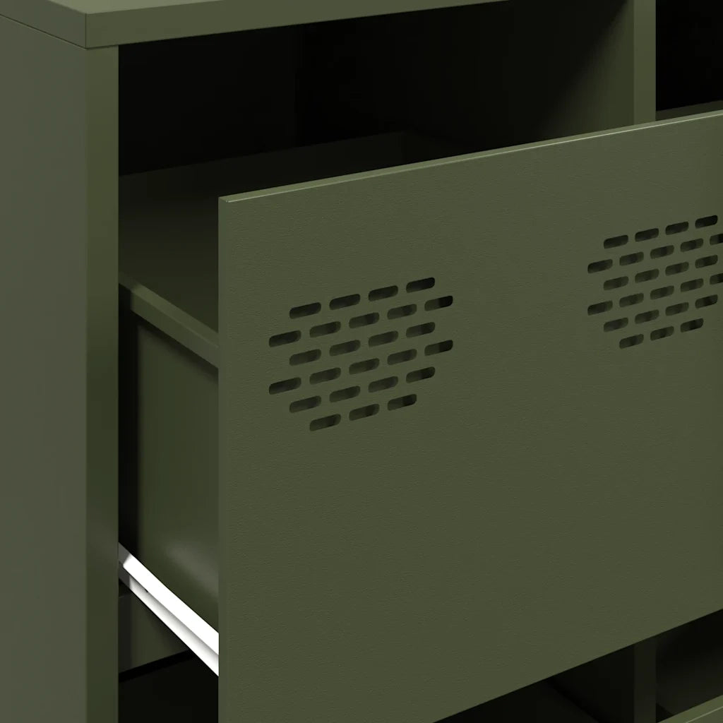 Credenza Verde Oliva 135x39x103,5 cm Acciaio Laminato a Freddo