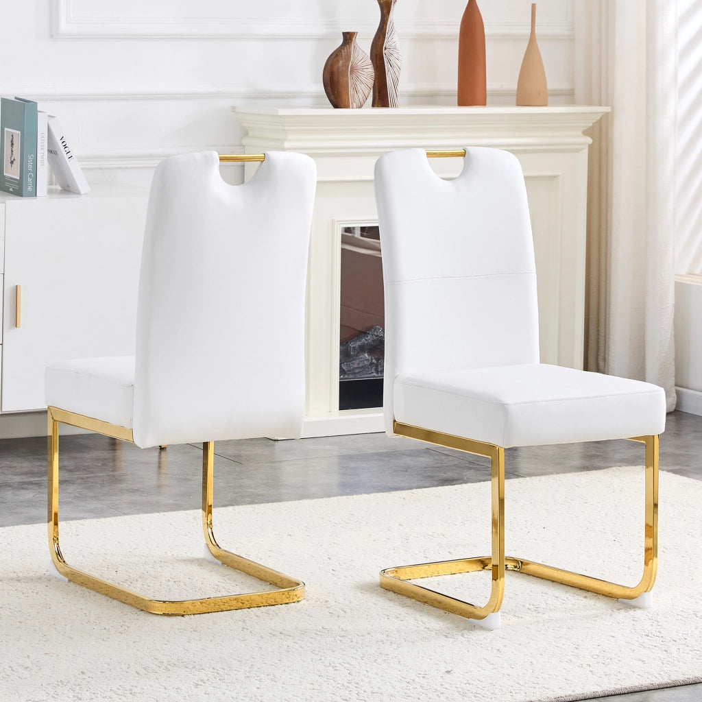 Sedia da Pranzo con Schienale Ergonomico e Piedini Antiscivolo in PU Bianco Moderno