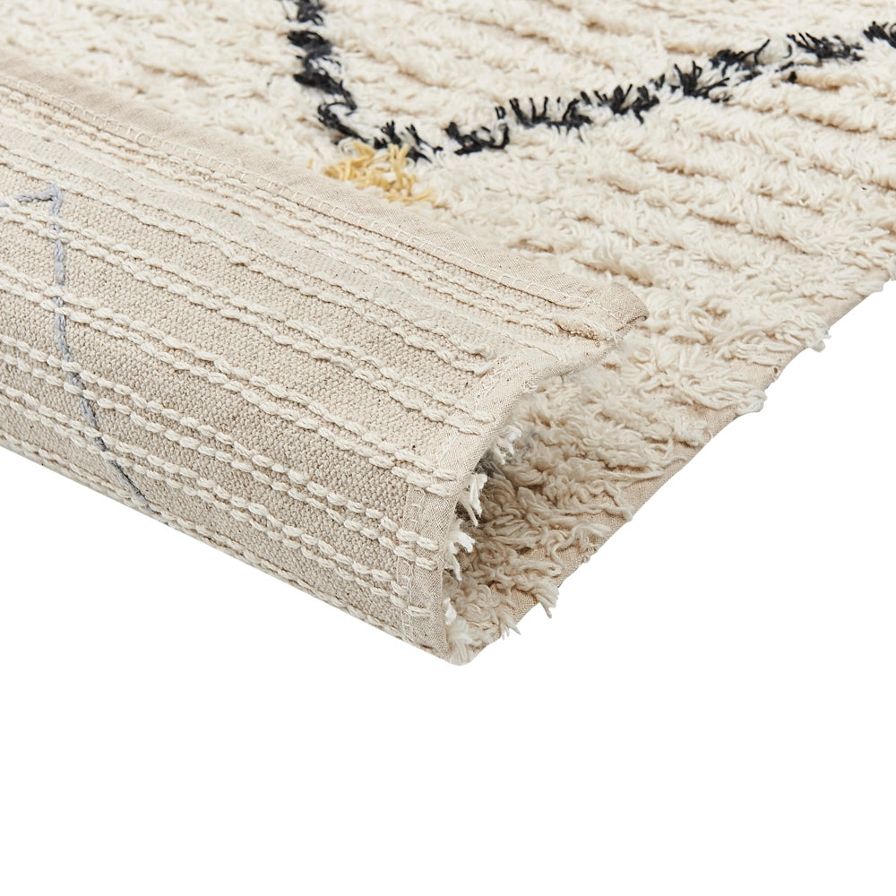 Tappeto in cotone beige 160 x 230 cm minimalista fatto a mano motivo geometrico soggiorno camera da letto