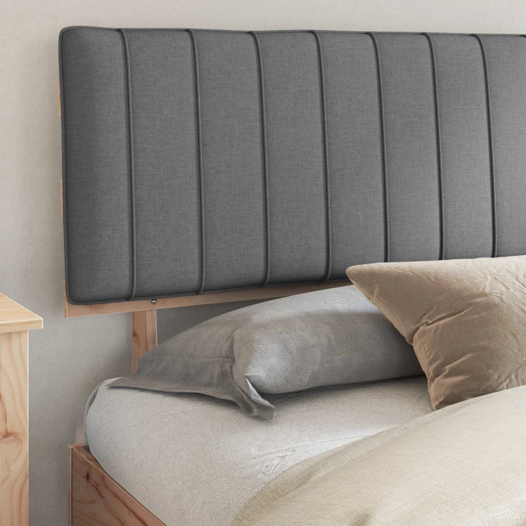 Letto con Testiera Rivestita Grigio chiaro 200 x 200 cm 3398094