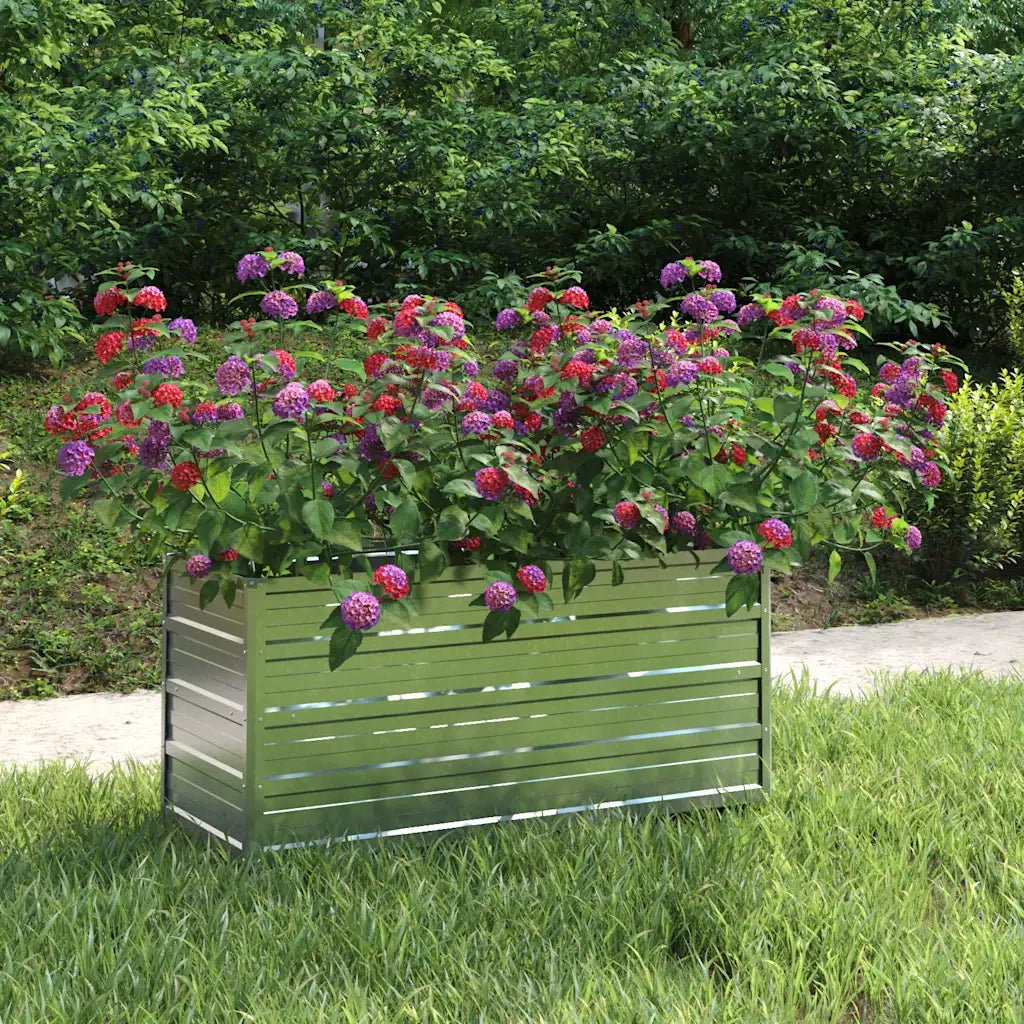 Fioriere | Cassetta per fiori | Letto Rialzato Giardino 100x40x45 cm in Acciaio Zincato Argento