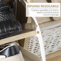 Scarpiera Salvaspazio per 8 Paia di Scarpe con 2 Ante e Armadietto in Legno, 80x25.5x112.5cm, Bianco