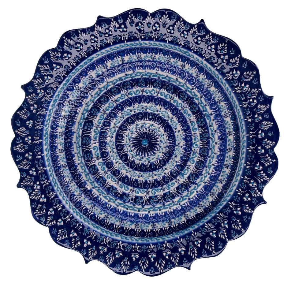 Piatto Decorativo Ø30xh3 cm in Ceramica Blu