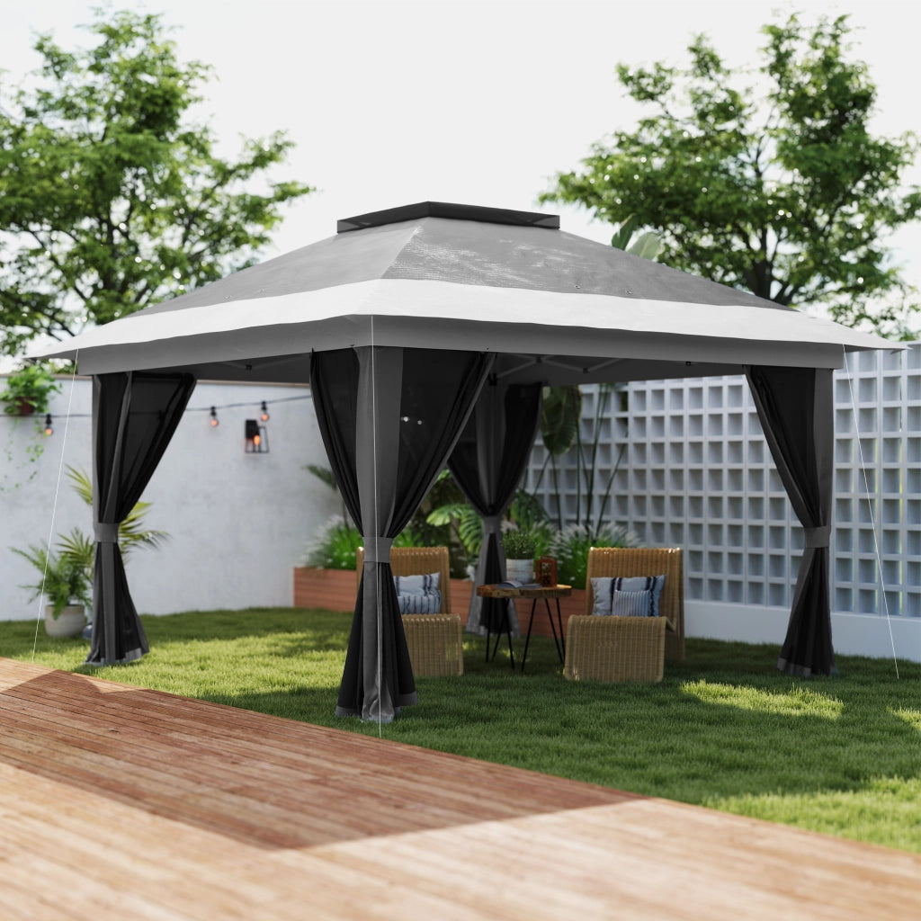 Gazebo Pieghevole 3.6x3.6 m con Pareti ¨C zephmum ¨C Grigio