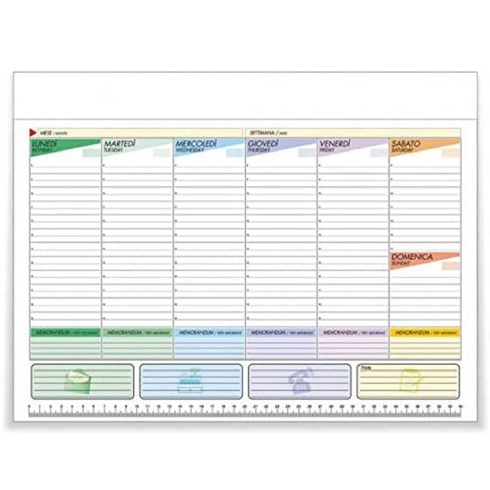Trade Shop - Planning Anno Tavolo Settimanale A Strappo 43,5x31,5 Cm Bianco Agenda Calendario -