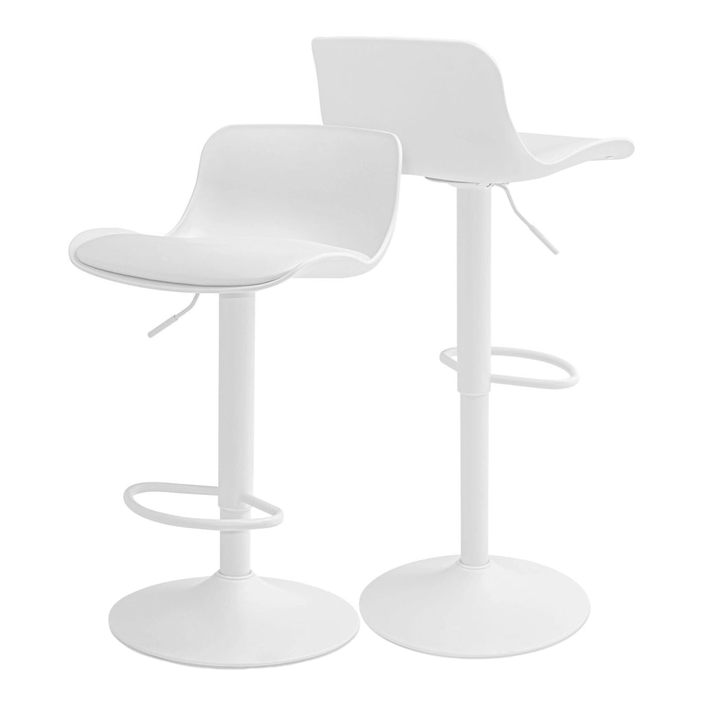 Amsterdam - Set 2 Sgabelli Bar 45x80x45 cm in Acciaio Verniciato Polietilene e Similpelle Imbottita Bianco