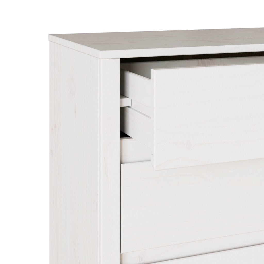 Cassettiera  "DRAMMEN" Bianca 76,5x40x91 cm Legno Massello Pino