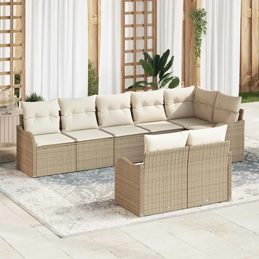 Set Divano da Giardino 8 pcs Beige e Bianco polyrattan 3354420