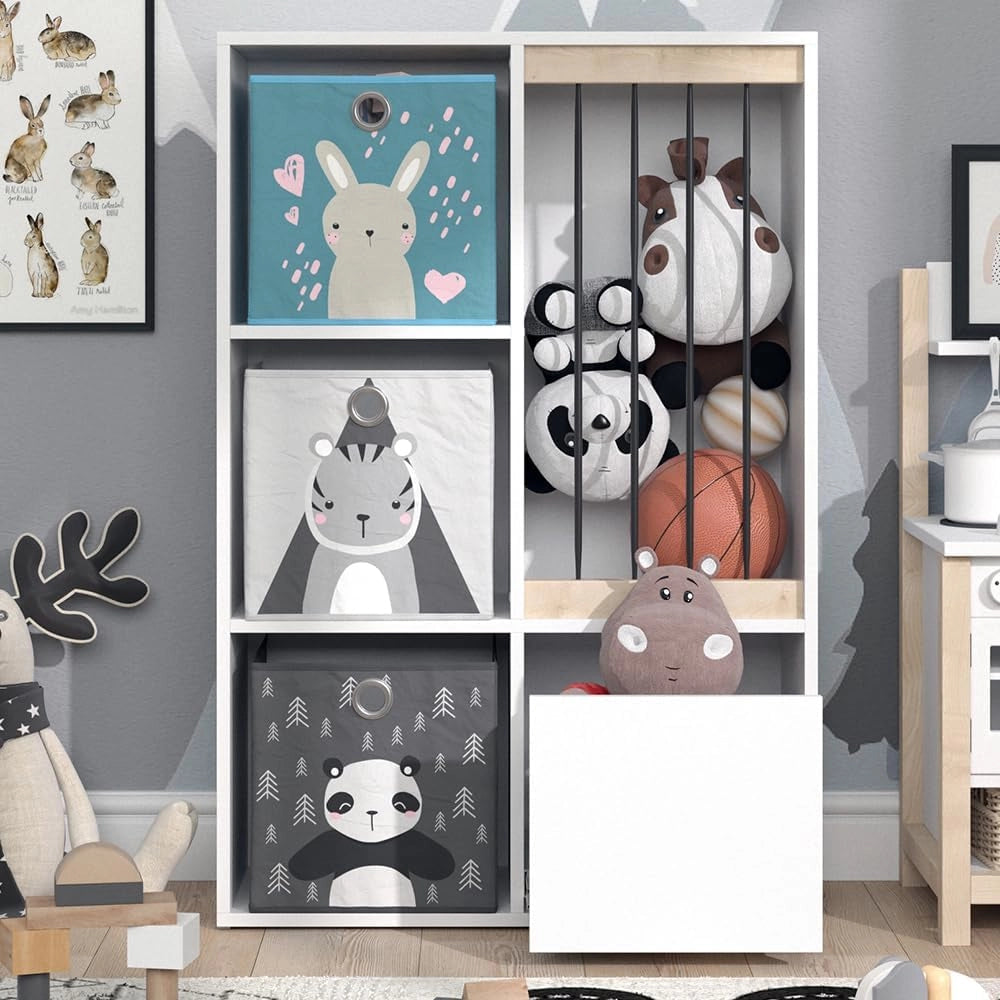Libreria bambini Luigi, Bianco, 29.2 x 107.8 cm, combinabile per riporre giocattoli e libri