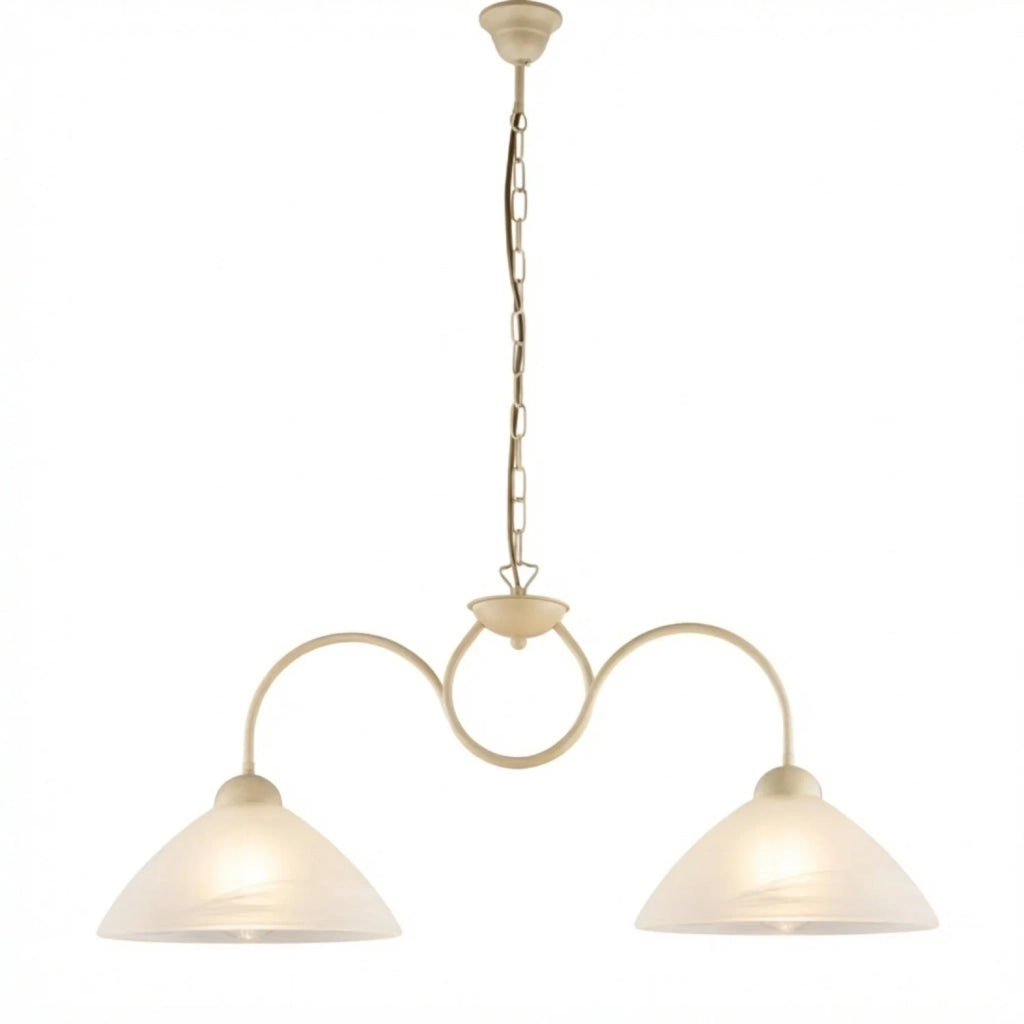 Lampadario Rustico Anemone 2 Luci Avorio e Bianco LuceArt Classic