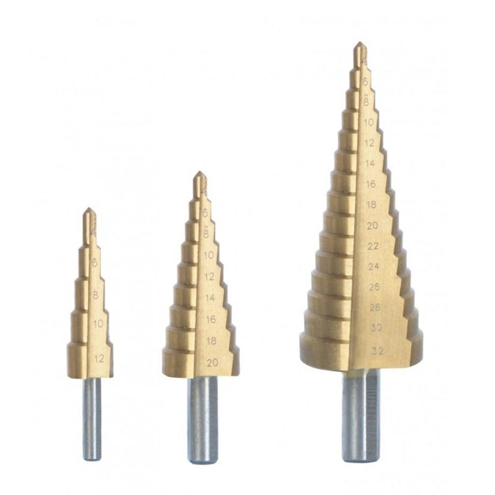 Trade Shop - Prfex3/vb Set Di 3 Punte A Gradino In Acciaio Hss Oro Placcate In Titanio -