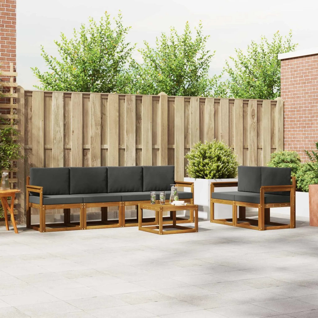 Set di divani da esterno con cuscino 7 pcs Naturale e Antracite