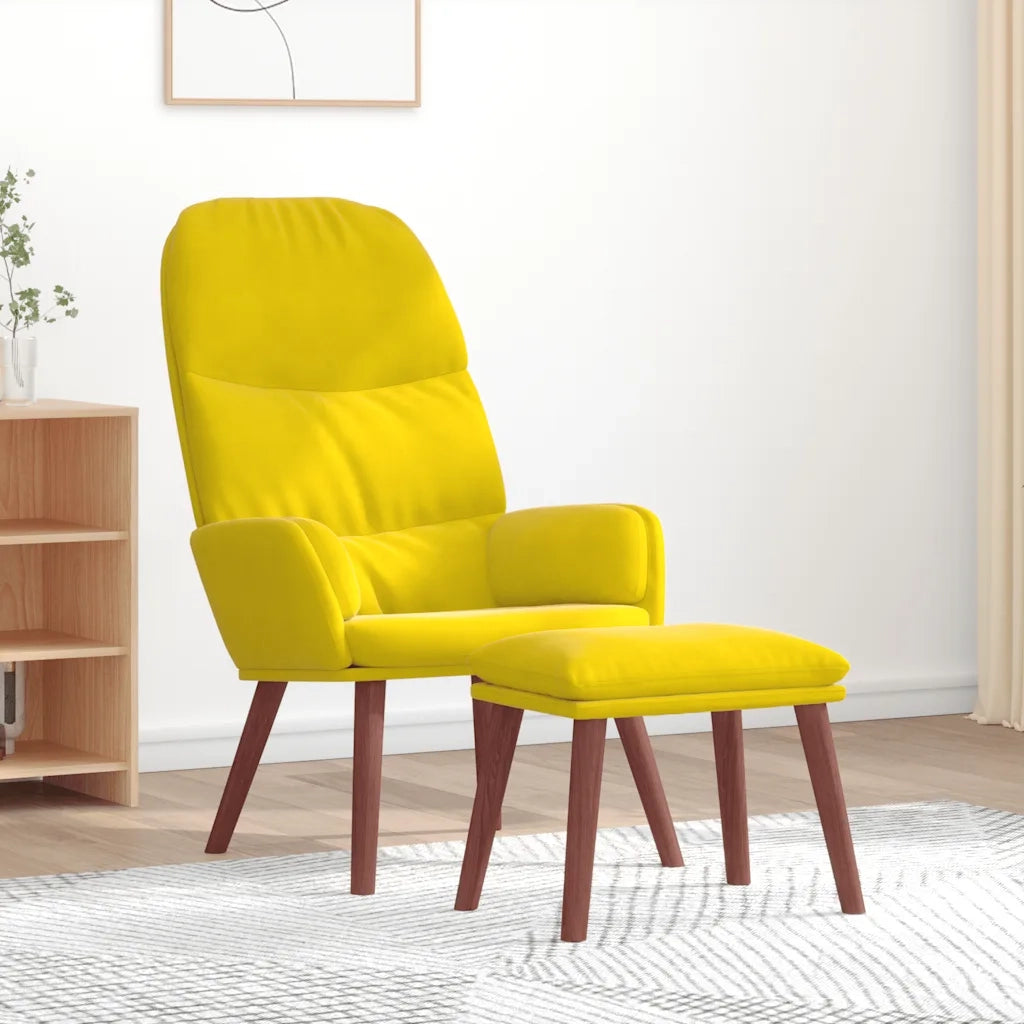 Divano Sedia-Poltrona Relax con Poggiapiedi Giallo in Velluto 846660