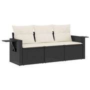 Set Divani da Giardino 3 pz | Set Salotto da Giardino con Cuscini in Polyrattan Nero