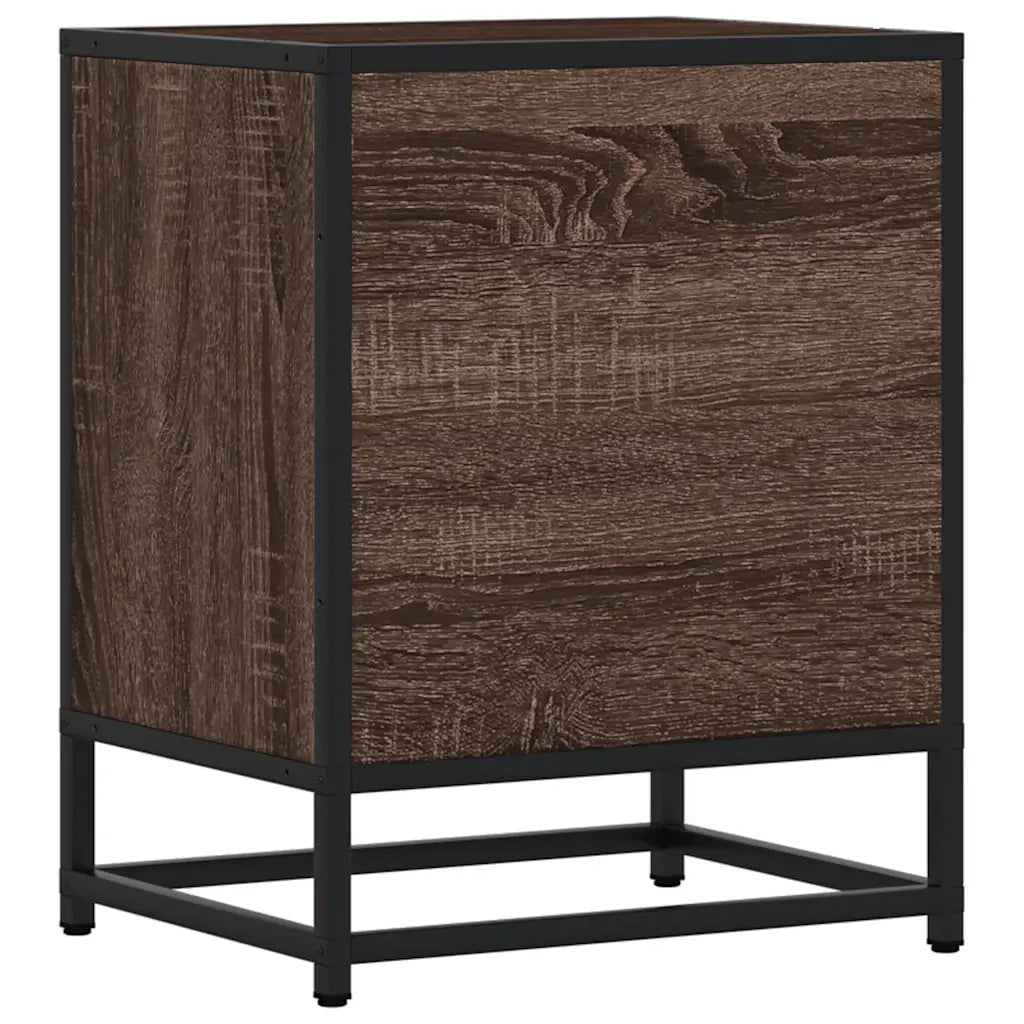 Comodini Rovere Marrone 2 pz Legno Multistrato e Metallo 848718