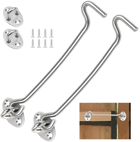 Fermovento per Finestre/Porte in Acciaio Inossidabile - 2 Pezzi - 25 cm - Fissaggio Facile - Qualità Duratura - Fermovento per Finestre/Porte in Acciaio Inossidabile 25 cm - Modello 2 pezzi